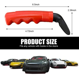 Gasedin 2 PCS Car Door Handle, U-Shaped Vehicle Handle Cane Assist Grab Bar for Seniors & Handicapped, Adjustable Portable Anti-Slip Auto Window Support Grab Band, Car Accessories (Red)