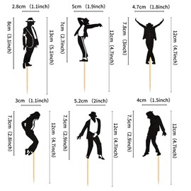 Ercadio - Paquete de 30 adornos para magdalenas, bailarines de jazz, color negro, con purpurina, para magdalenas, para decoración de pasteles, decoración de pasteles