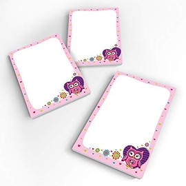 JuNa-Experten 8 Mini Notepads Owl Heart Party Bag Guest Gift for Birthday Children's Birthday Wedding Christening Girls (8 Notepads)