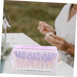 Healeved Large Capacity Travel Makeup Bag for Women Stylish Sequin Cosmetic Organizer Portable Toiletry Pouch for Daily Use and