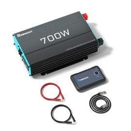 Renogy 700W 12V Pure Sine Wave Inverter 12VDC to 110VAC, Solar Power Inverter with Built-in 5V/2.1A USB/Hardwire Port, 16.4FT Remote Controller, 4AWG 3FT Inverter Cables, UL Certification, RV, Truck