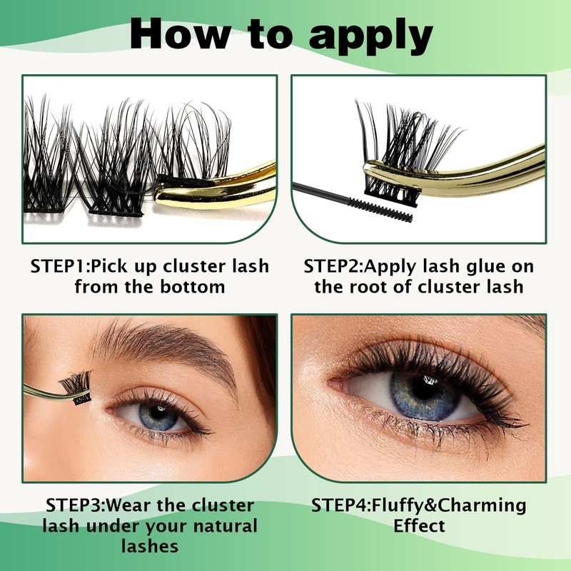 Lash Clusters 96pcs Individual Lashes Y08 D Curl 14mm Cluster