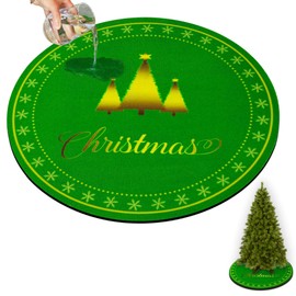 30'' Christmas Tree Stand Mat, Absorbent Waterproof Scratch Protection Washable Christmas Tree Floor Protector, Heavy Duty Christmas Tree Skirt Floor Protector with Snowflakes Santa Claus
