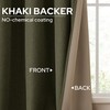 HOMEIDEAS Olive Green 100% Blackout Curtains, 2 Panels Faux Linen