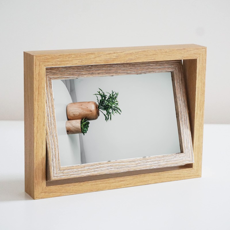 PLUSCHEN 4x6 Spinning Picture Frame Rotating Photo Frame Vertical or