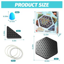 Yagurby Triggle Spiel, Triggle Spiel Gummibänder Lustiges Triangle Game Strategie-Steckbrettspiel Taktikspiel Logik Spiele für 2-4 Personen