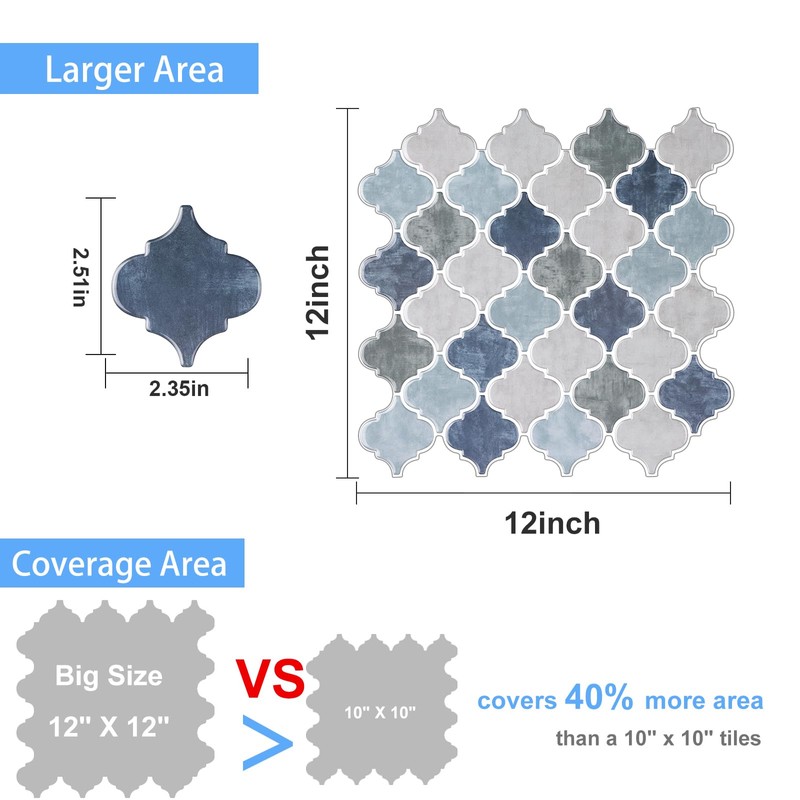 Arabesque Peel and Stick Backsplash for Kitchen, Thicker Design 3D