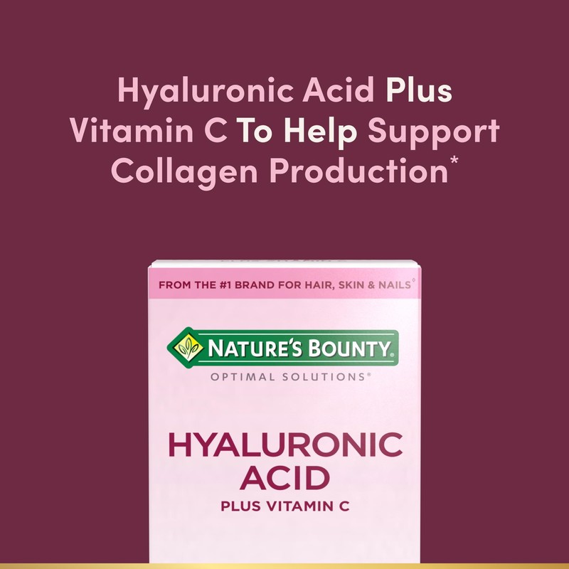 Nature's Bounty Vitamin C and Hyaluronic Acid Supplement, Supports Glowing
