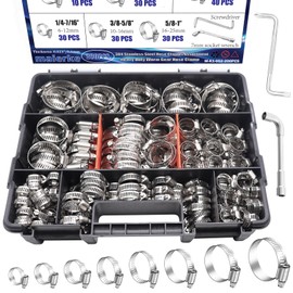 maierke 200PCS Hose Clamp Assortment 304 Stainless Steel Hose Clamp Kit,Adjustable 1/4"-2"(6-51mm) Worm Gear Hose Clamps Heavy Duty for Automotive,Radiator Pipe,Plumbing,Fuel Line