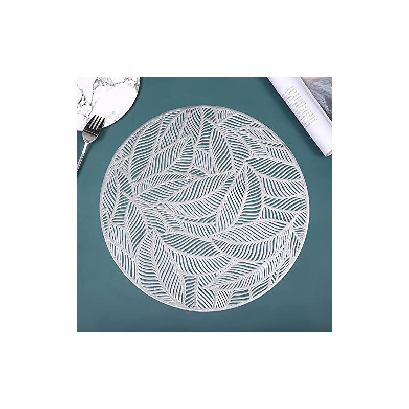 Hosoncovy 4 Pack Leaf Decorative Placemats PVC Placemats Hollow Dining