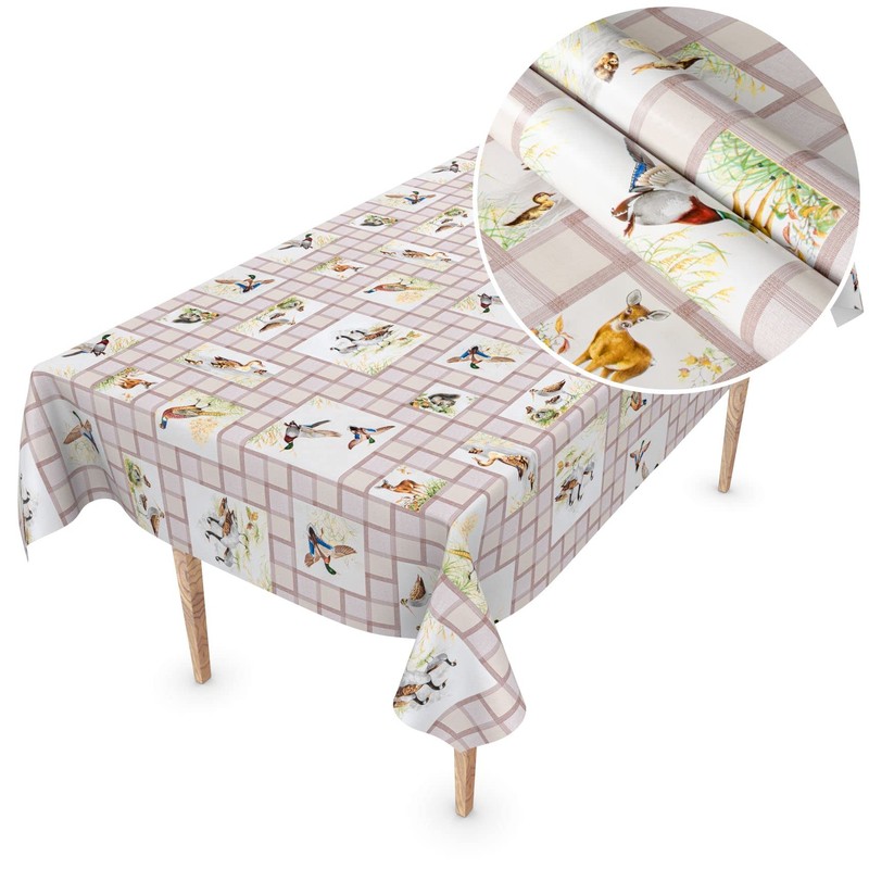 Washable Oilcloth Tablecloth 120 x 140 cm Cut Edge Hunting