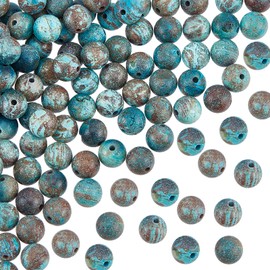 OLYCRAFT Natural 6 mm Chrysocolla Stone Beads Dyed Marble Beads Strands Round Loose Gemstone Beads Energy Stone for Bracelet Necklace Jewellery Making 118~122pcs