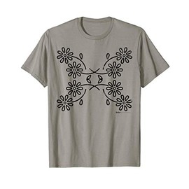 Vintage Inspired Flower Botanical Floral Graphic Design T-Shirt