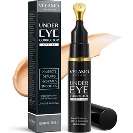 VELAMO ADVANCED Luminous Eye Corrector SPF 41: Under Eye Color Corrector for Dark Circles, Fine Lines & Puffiness - Hydrating Anti Aging Eye Cream with Ceramides Complex - Medium, 0.34 FL OZ/10mL