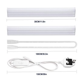 Tekmelau Tekmelau 30cm T5 LED Integrated Light Fixture, 5W 3000K Warm White with ON/Off Switch UK Power Plug, Led Batten Light for Kitchen/Under Cabinet/Ceiling/Garage/Office/Shed/Shop 2-Pack