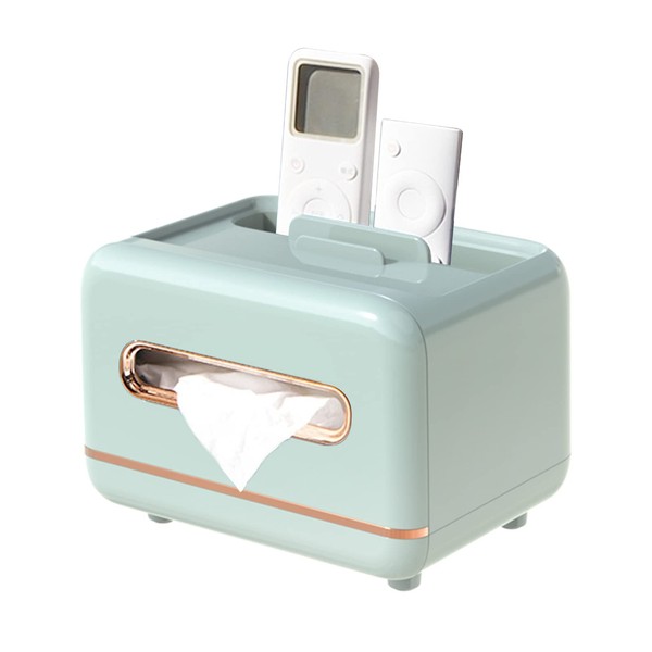 Tissue Case, Tissue Box, Stylish, Tissue Cover, Approx. 7.7 x 5.7 x 5.6 inches (19.5 x 14.5 x 14.3 cm), Remote Control Rack, Multifunctional, Office, Home Use, Green