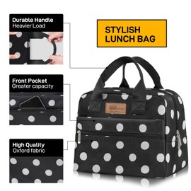 HOMESPON Lunchtasche Isolierte Kühltasche mit großer Kapazität und wasserdichtes Material. Tragbar für Frauen und Männer Schüler Büro Picknick(Schwarze Punkte)