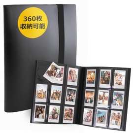 Leather ICHI Cheki Album Book 360 Sheets Large Capacity Cheki File (Black)