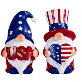 Elegondrar Outdoor Patriotic Garden Gnomes, 2pcs 4th of July Gnome Decor Indoor, Red White Blue Decorations, Gnomes Gifts for Women Mom Grandma