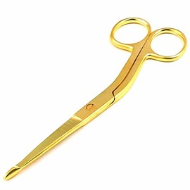 VISION TEK MED Knowles Bandage Scissors Angled Shank 5.5" Stainless Steel Medical Tweezers, Doctor Tools, Nurse Accessories (Gold)