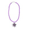 Alpin-Trachten Costume Necklace with Rhinestones Edelweiss Pendant and Satin Cord