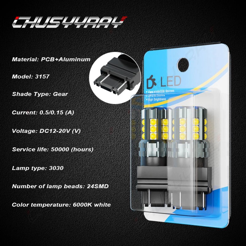 CHUSYYRAY LED Backup Reverse Light Bulbs 2pc 6000K For Chrysler