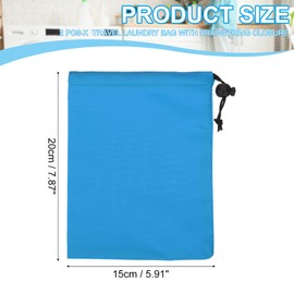 PATIKIL Polyester Laundry Bag, 2 Pack 8"x6" Heavy Duty Travel Bag with Drawstring Tear Resistant Dirty Clothes Storage for Traveling Camping College Dorm, Light Blue