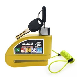 XYT WORLD Motorcycle Alarm Disc Lock Motorbike Bike Scooter Security Lock Waterproof 110Db Alarm Sound Plus 1.5M Reminder Cable Yellow