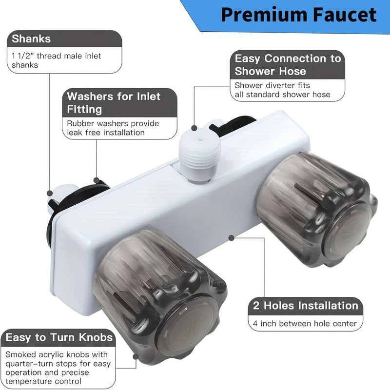 Autokemat RV Shower Faucet, Camper Shower Faucet Replacement, 4" RV