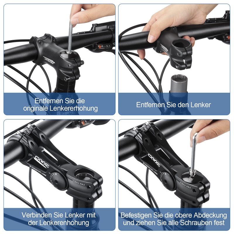 CXWXC Bicycle Handlebar Stem - Adjustable Aluminium Alloy Handlebar Riser