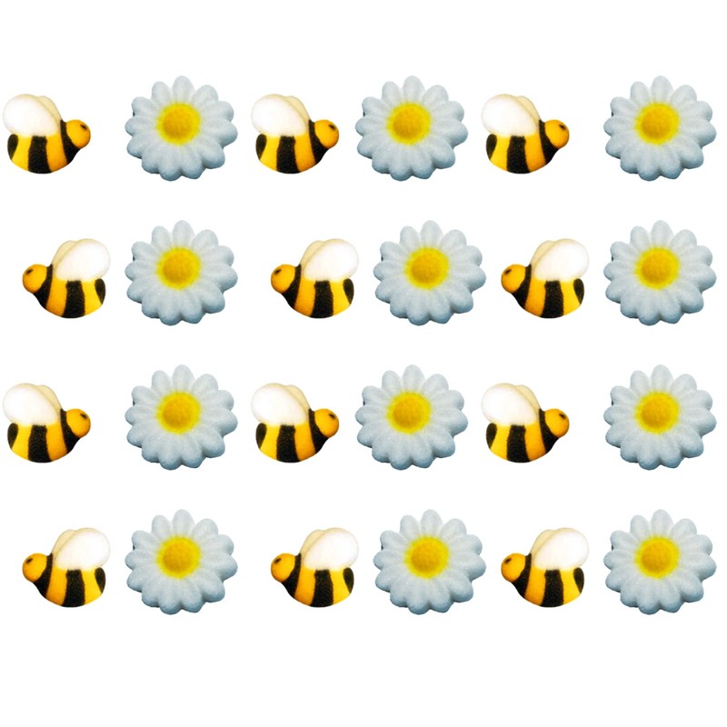 Edible Daisies and Bees Elegant White Wedding/Special Occasion Cake/Cupcake Decoration