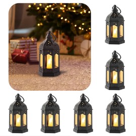 Mini linternas decorativas para interiores: 6 unidades de linternas LED pequeñas para centros de mesa, decoración de mesa de boda, Ramadán, decoración de bosque encantado