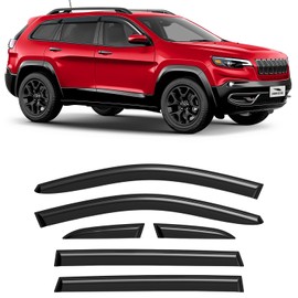 Voron Glass Tape-on Extra Durable Rain Guards for Jeep Cherokee 2014-2023, Window Deflectors, Vent Window Visors, 6 Pieces - 100504