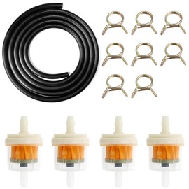 Petrol Filter, Fuel Filter, Petrol Filter Moped, Pack of 4 Petrol Filter, 2 m Petrol Hose, 10 Pieces Hose Clamps, Petrol Filter Lawn Mower, Petrol Filter Motorcycle, Fuel Filter Petrol