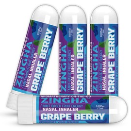 Z!NGHA Natural Aromatherapy Nasal Stick Boost Focus & Enhance Breathing | Portable Sinus Relief & Relaxation Nasal Inhaler Stick | Essential Oil Blend for Stress and Congestion (Grape Berry)