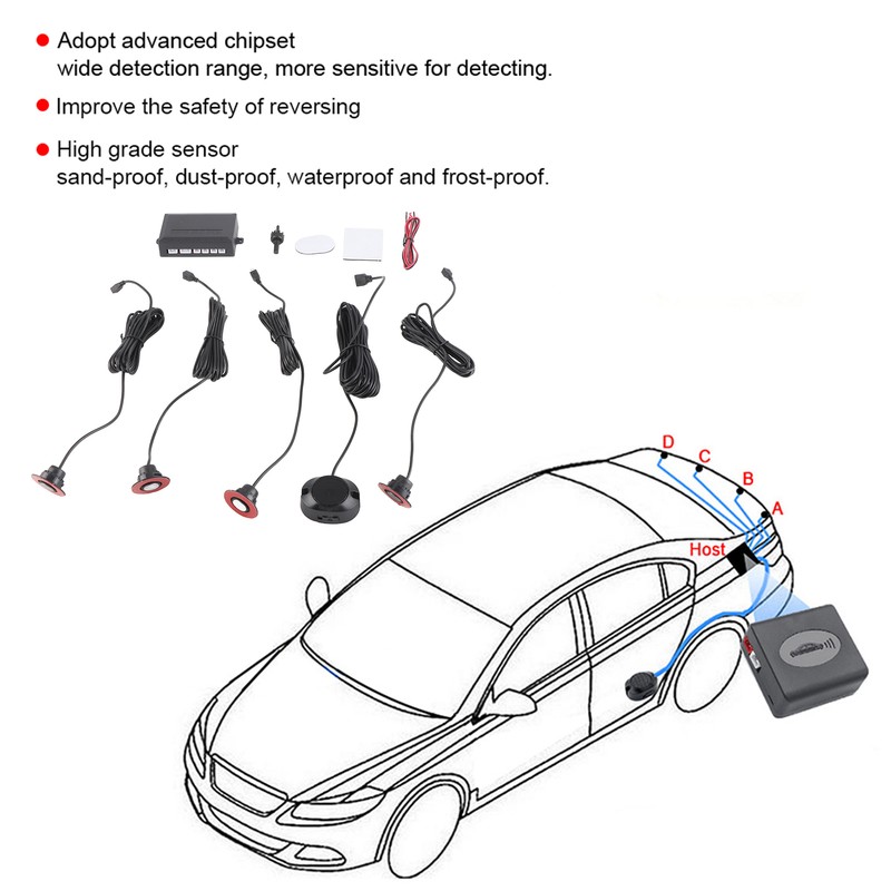 16.5mm Car BuiltIn Backup Radar Sensor Reversing Assistance with Audio