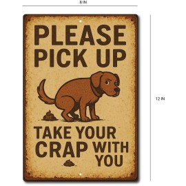 Unbranded Vintage Funny Dog Poop Yard Sign Pick Up After Dog, Take Your Crap With You 8x12