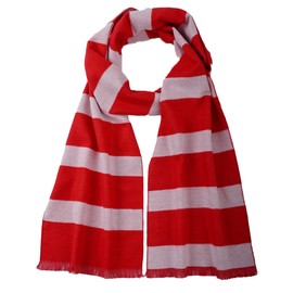 Prupoky Scarf for Men Cashmere Feel Striped Scarves Red and White Scarf Mens Fall Winter Costume Accessory for Cosplay Red & White