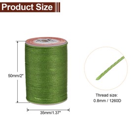 uxcell Round Leather Sewing Waxed Thread, 55m / 60 Yards Wax Polyester String, 0.8mm Waxed Stitching Cord for Leather Crafts, Bookbinding, Bracelets Braided, Grass Green