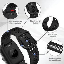 FuzeDa Bracelet Compatible with SW021, SW020, 19 mm Replacement Strap for SW025, SW023, ID205L, ID205S, ID205G, ID215G, TE021, TE020, YM023, YM021, YM020 Uwatch3 Ufit GT Smartwatch