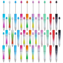 jiebor 30Pcs Beadable Pens Plastic Bead Pen Black Ink Ballpoint Pens Diy Pens Cute Cool Pens for Journaling Teacher Bridal Graduation Gift Office Supplies
