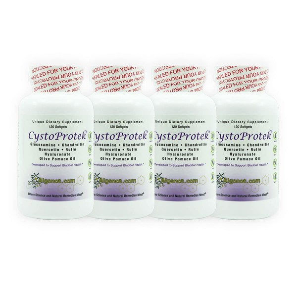 CystoProtek 4 Pack - Patented Formula Promotes Bladder Health Using an Exclusive Combination of hyaluronate, chondroitin and Natural Anti-inflammatory flavonoids