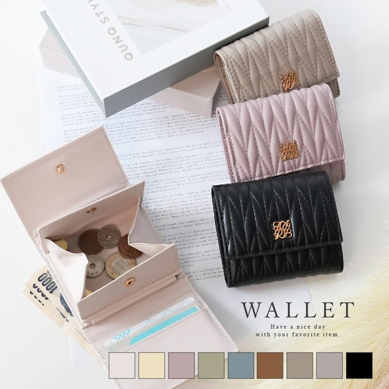 Alto Rose Trifold Wallet, Compact, Cute, Mini Wallet, Women's, Quilted,