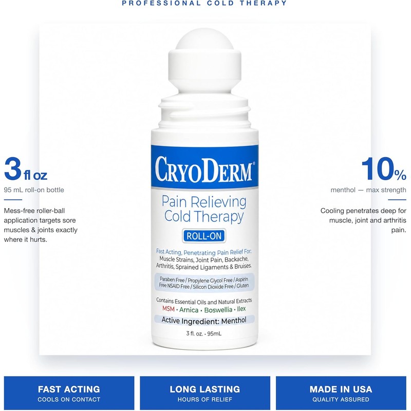 CryoDerm Cold Therapy 3 oz Roll On (2 Pack)