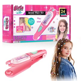 Minyaturda Hair Gem Stamper Kit, Styling Tool with Reusable Bling Hair Jewels, Toys for Girls.