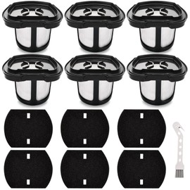 2284w Vacuum Filter Replacement for Bissell Pet Hair Eraser Hand Vacuum 2284W, 2390A, 2390, 2389, 2579, Part # 1614212, 1614203, 1614204, 6 Vacuum Filters, 6 Foam Filters