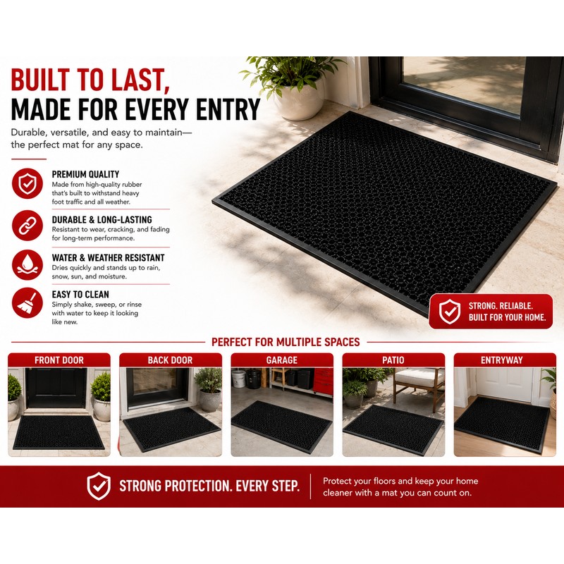 Non-Slip Dirt-Trapping Door Mat for Entryways - Thick Slow-Rebound Surface