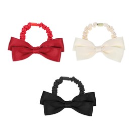 Nzexlyva 3 Pcs Hair Scrunchies with Bow, Bow Hair Ties for Women and Girls Elastic Bowknot Hair Ties Silk Ponytail Holder, Rubber Bands for Women and Girls, Hair Accessories for Thick and Thin Hair