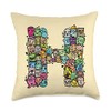 Letter H Monsters Alphabet Name Initial Cute Monogrammed Throw Pillow