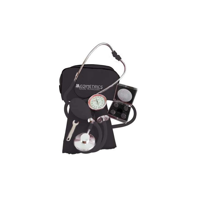 Kit Baumanómetro Aneroide + Estetoscopio Dúplex De Lujo (Negro)